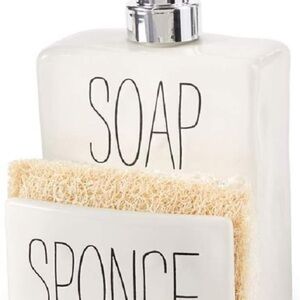 Mud Pie White Soap and Sponge Holder